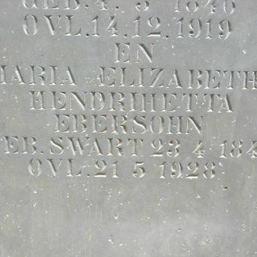 EBERSOHN Frans Hendrik 1846-1919 &amp; Maria Elizabetha Hendrihetta SWART 1845-1928 