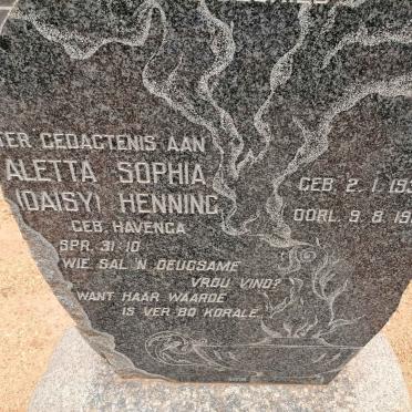 HENNING Aletta Sophia nee HAVENGA 1933-1962