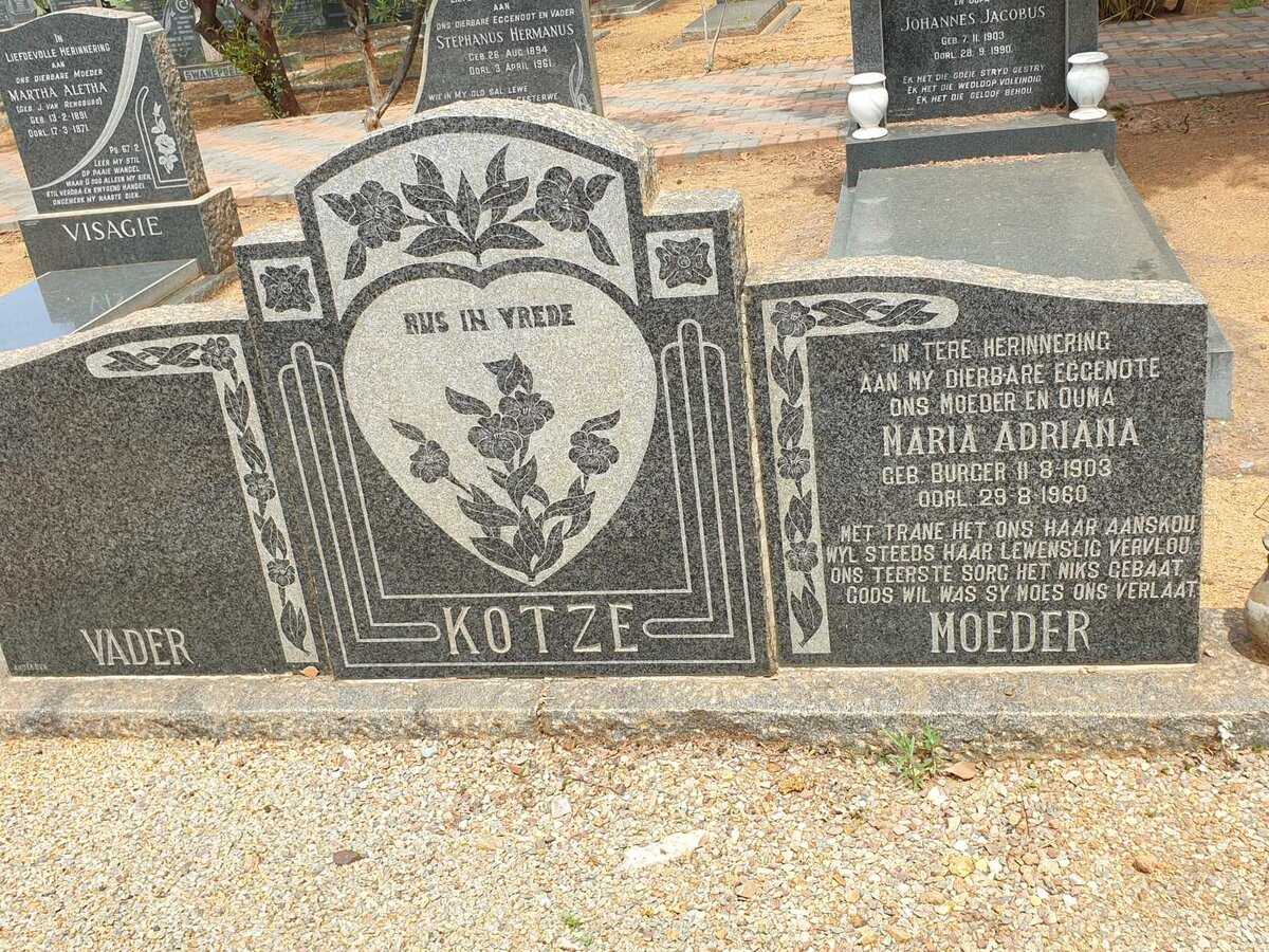 KOTZE Maria Adriana nee BURGER 1903-1960