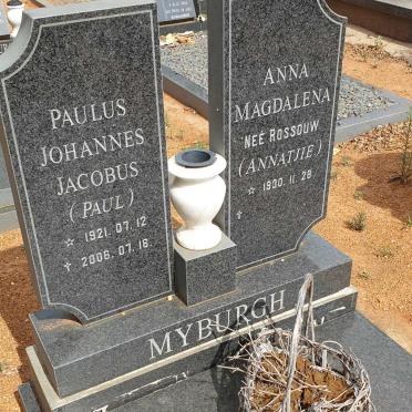 MYBURGH Paulus Johannes Jacobus 1921-2006 &amp; Anna Magdalena ROSSOUW 1930-