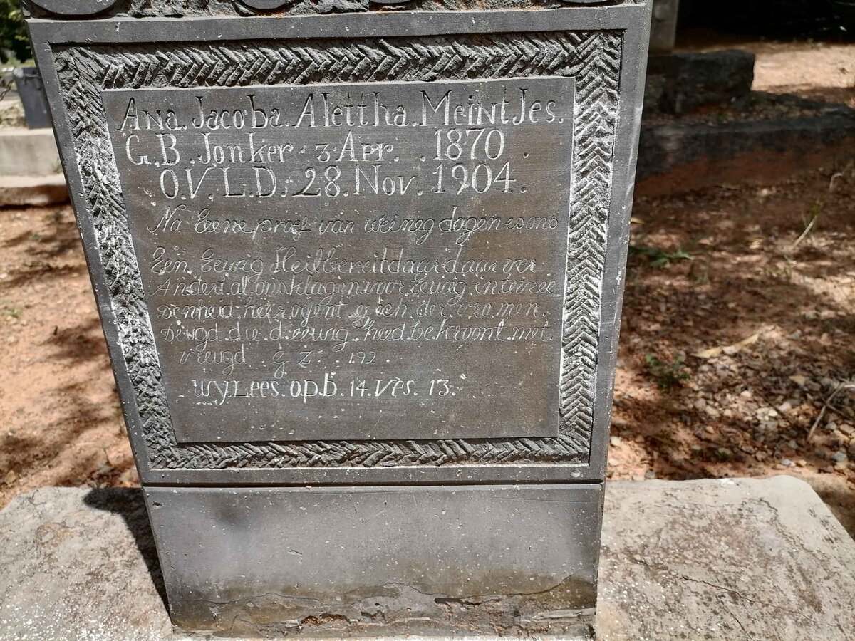 MEINTJES Ana Jacoba Alettha nee JONKER 1870-1904