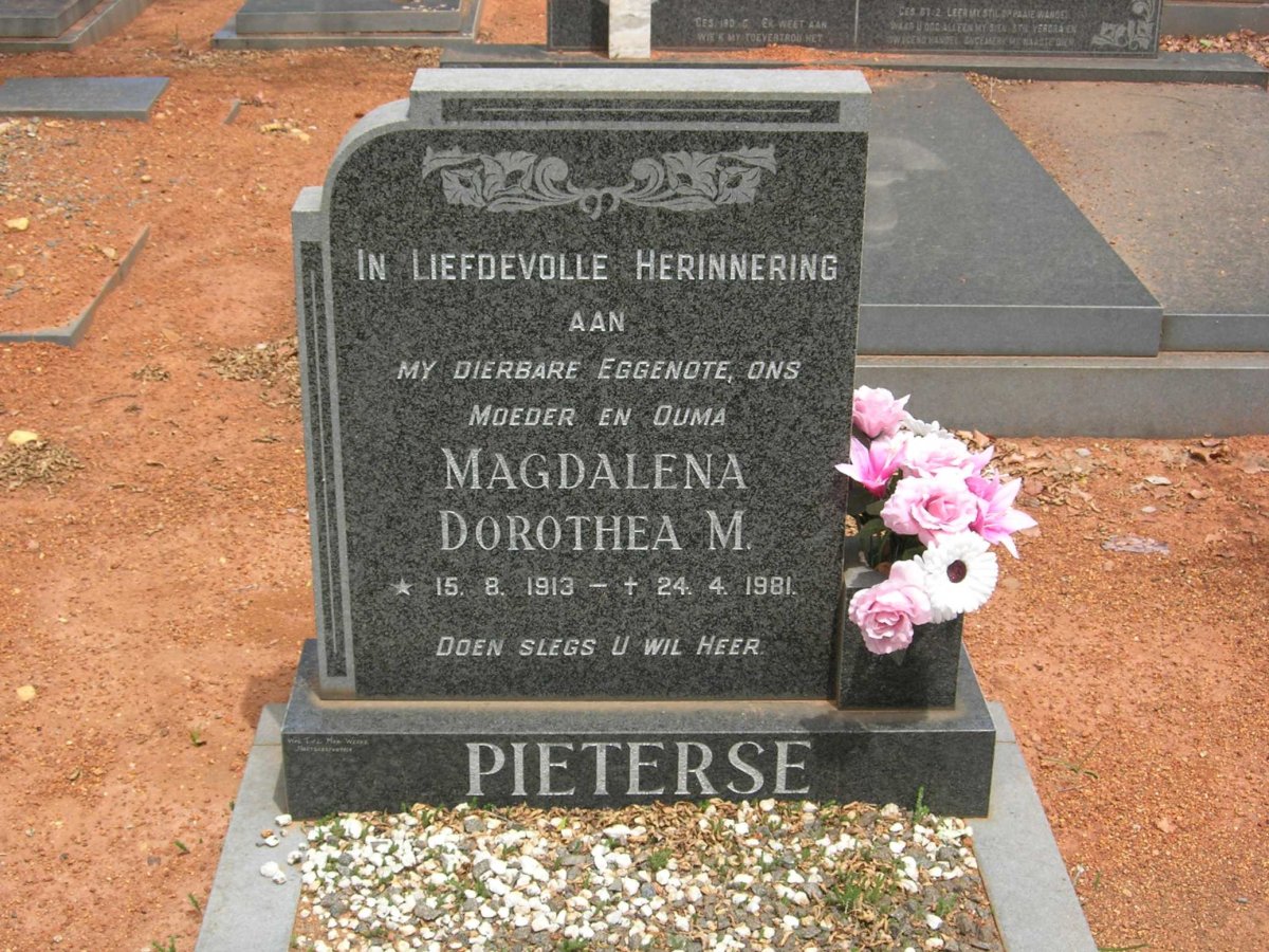 PIETERSE Magdalena Dorothea M. 1913-1981