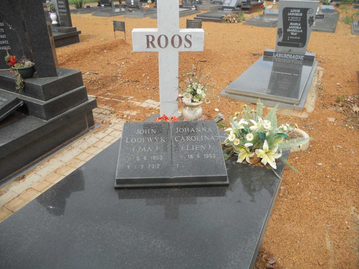 ROOS John Lodewyk 1950-2012 &amp; Johanna Carolina 1952-