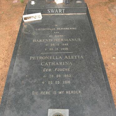 SWART Barend Hermanus 1946-2008 &amp; Petronella Aletta Catharina FOUCHE 1953-2016