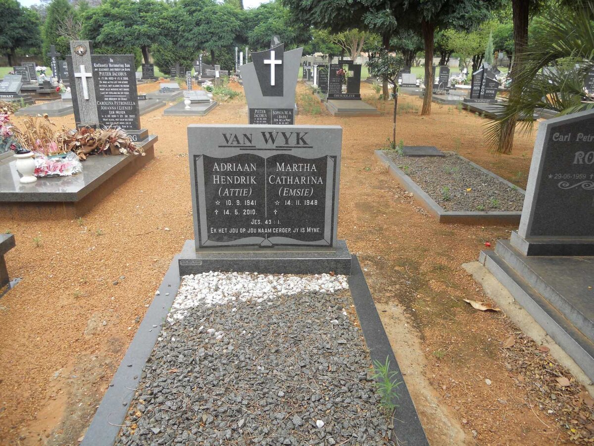 WYK Adriaan Hendrik, van 1941-2010 &amp; Martha Catharina 1948-