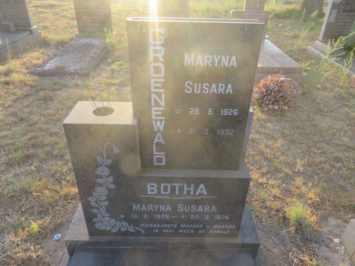 BOTHA Maryna Susara 1908-1974 :: GROENEWALD Maryna Susara 1926-1992