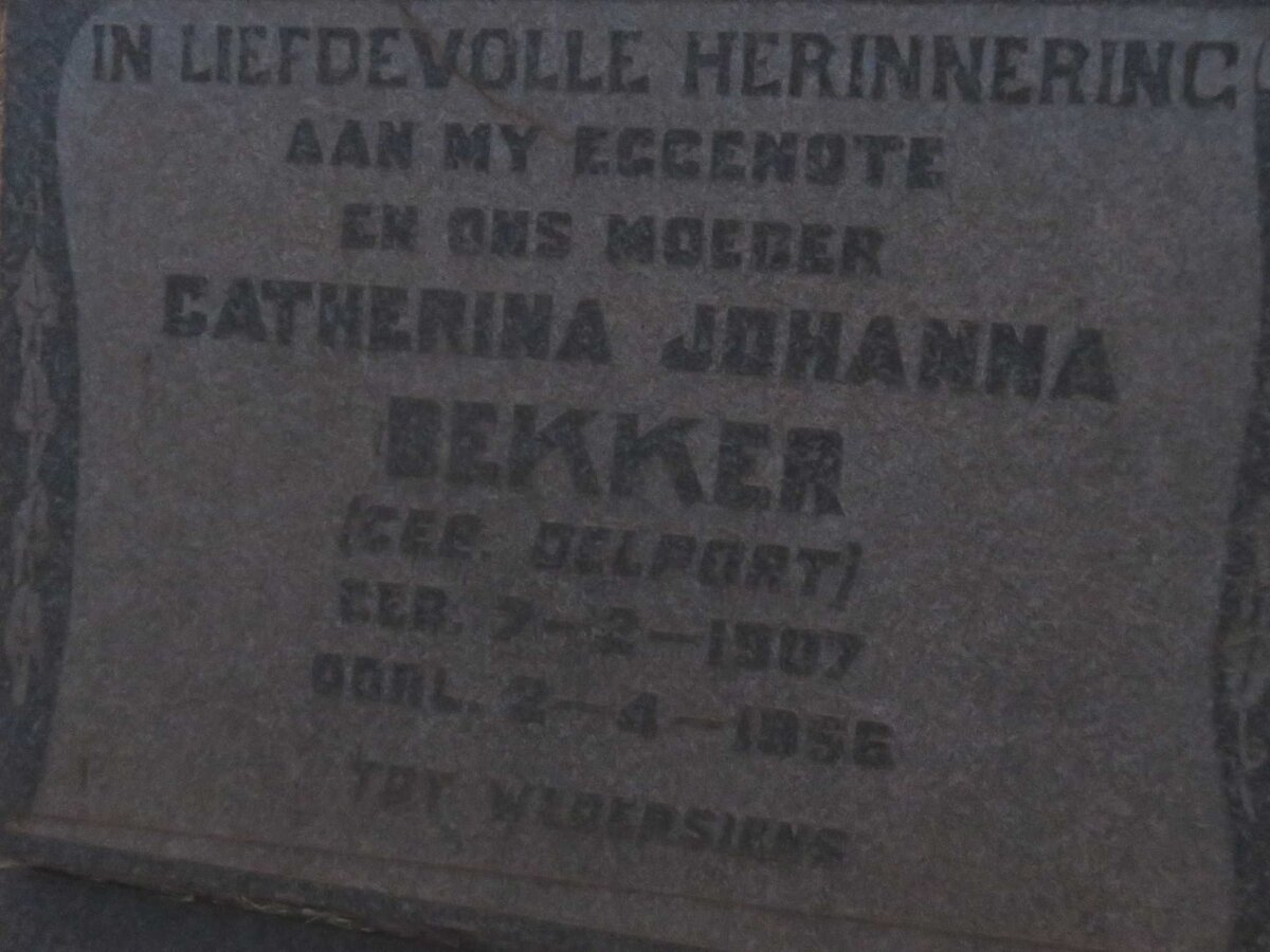BEKKER Catherina Johanna nee DELPORT 1907-1956