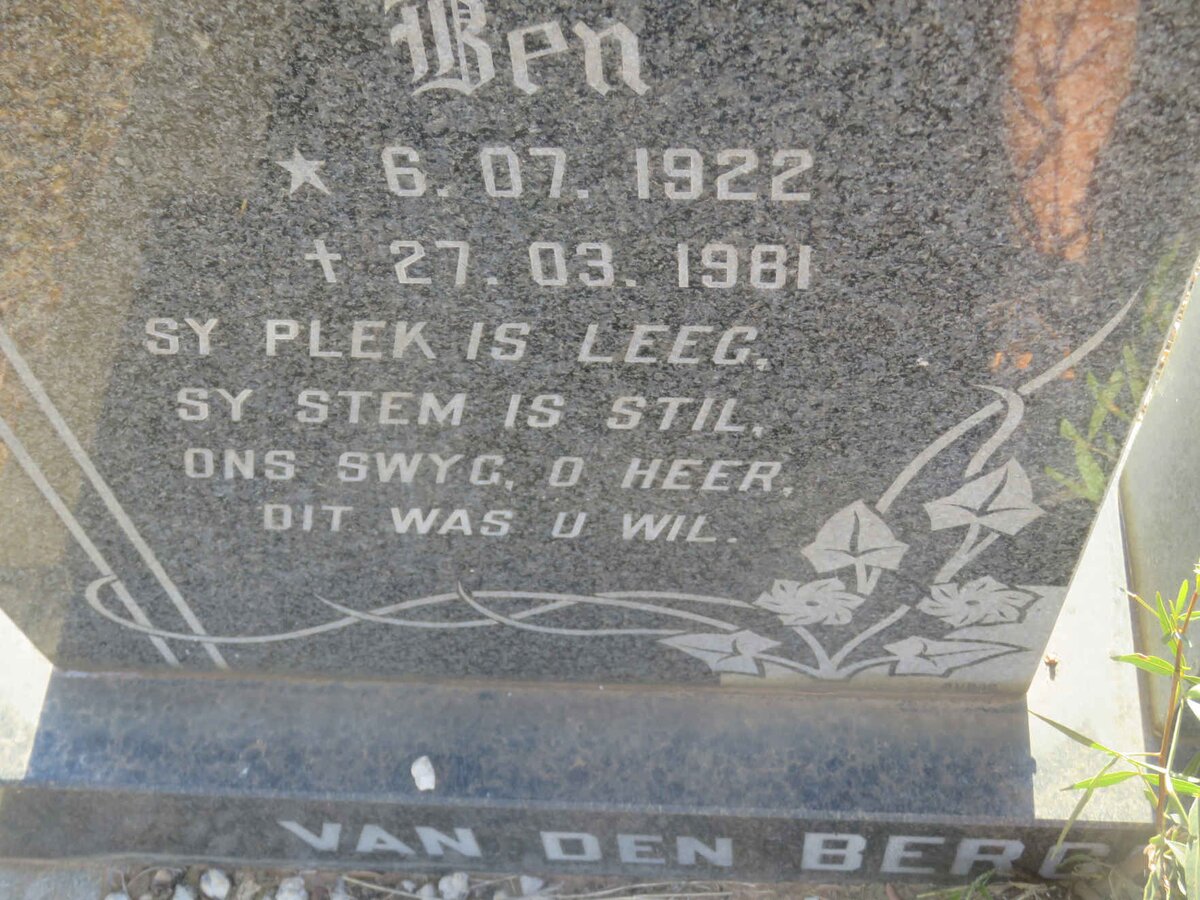 BERG Ben, van den 1922-1981