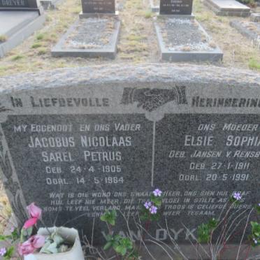 DYK Jacobus Nicolaas Sarel Petrus, van 1905-1964 &amp; Elsie Sophia JANSEN VAN RENSBURG 1911-1991