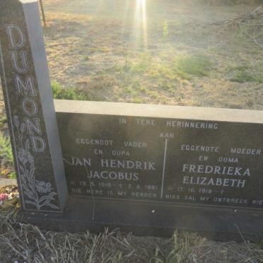 DUMOND Jan Hendrik Jacobus 1916-1981 &amp; Fredrieka Elizabeth 1918-