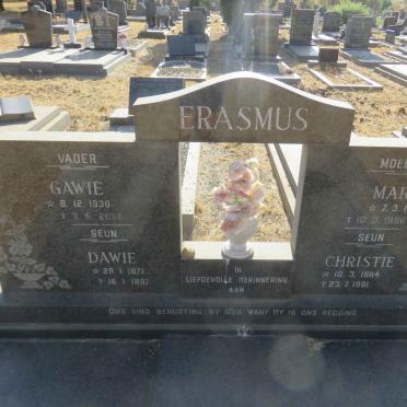 ERASMUS Gawie 1930-2006 &amp; Marie 1936-1996 :: ERASMUS Christie 1964-1991 :: ERASMUS Dawie 1971-1997