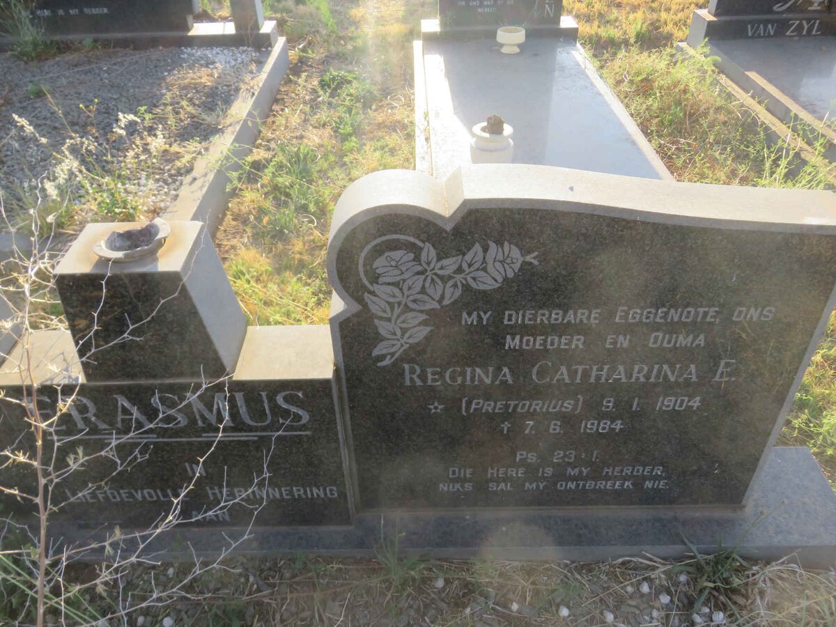 ERASMUS Regina Catharina E. nee PRETORIUS 1904-1984