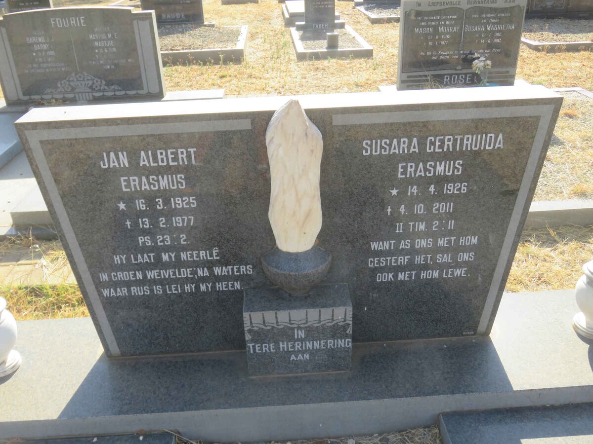 ERASMUS Jan Albert 1925-1977 &amp; Susara Gertruida 1926-2011
