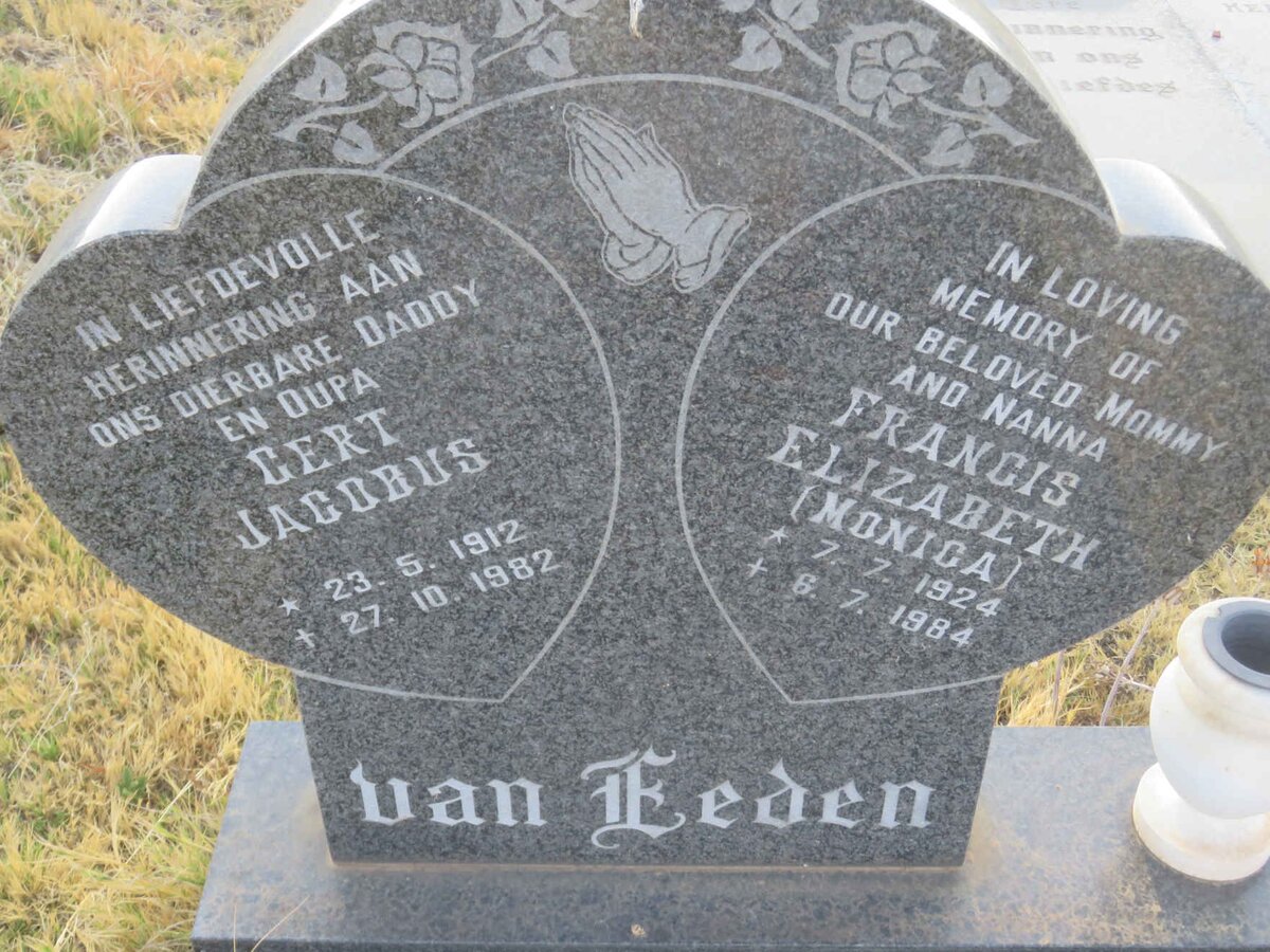EEDEN Gert Jacobus, van 1912-1982 &amp; Francis Elizabeth 1924-1984