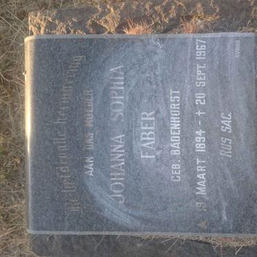 FABER Johanna Sophia nee BADENHORST 1894-1967