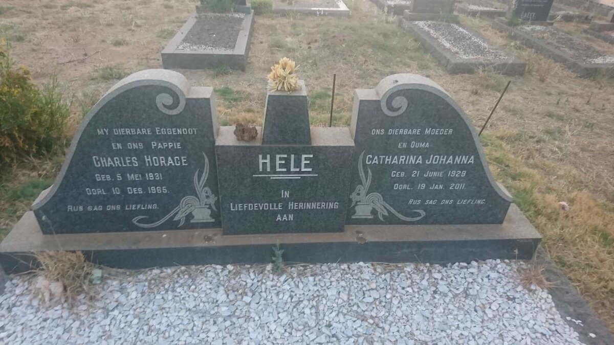 HELE Charles Horace 1931-1965 &amp; Catharina Johanna 1929-2011