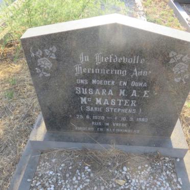 Mc MASTER Susara M.A.E. STEPHENS 1920-1983