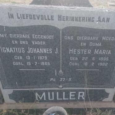 MULLER Ignatius Johannes J. 1879-1965 &amp; Hester Maria 1895-1982