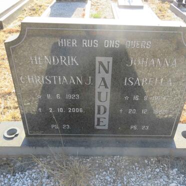 NAUDE Hendrik Christiaan J. 1923-2006 &amp; Johanna Isabella 1924-1982