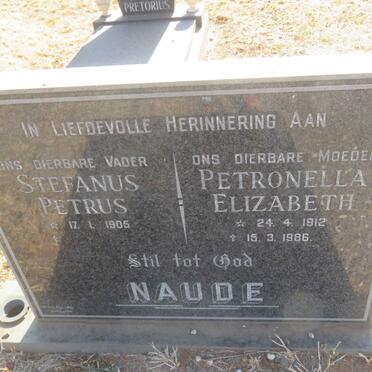 NAUDE Stefanus Petrus 1905- &amp; Petronella Elizabeth 1912-1986