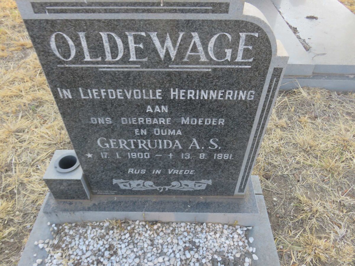 OLDEWAGE Gertruida A.S. 1900-1981