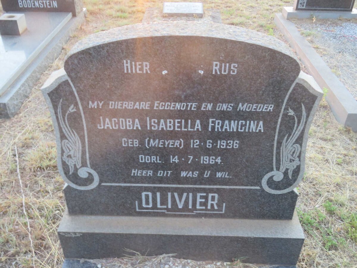 OLIVIER Jacoba Isabella Francina nee MEYER 1936-1964