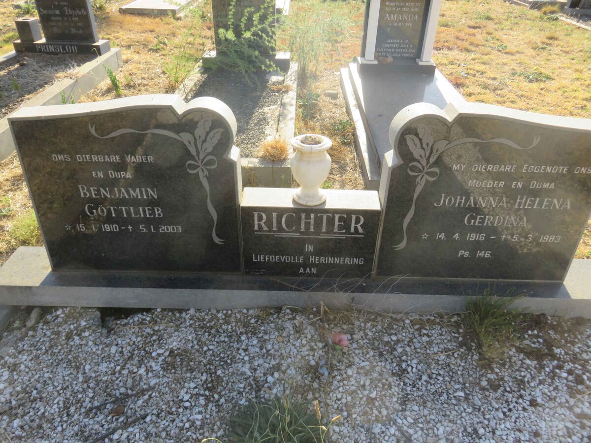 RICHTER Benjamin Gottlieb 1910-2003 &amp; Johanna Helena Gerdina 1916-1983