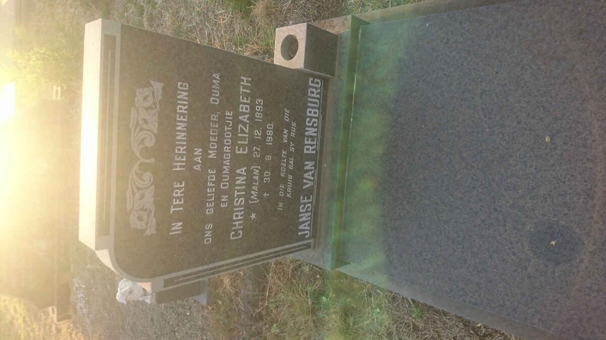 RENSBURG Christina Elizabeth, Janse van nee MALAN 1893-1980