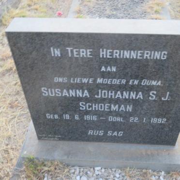 SCHOEMAN Susanna Johanna S.J. 1916-1992