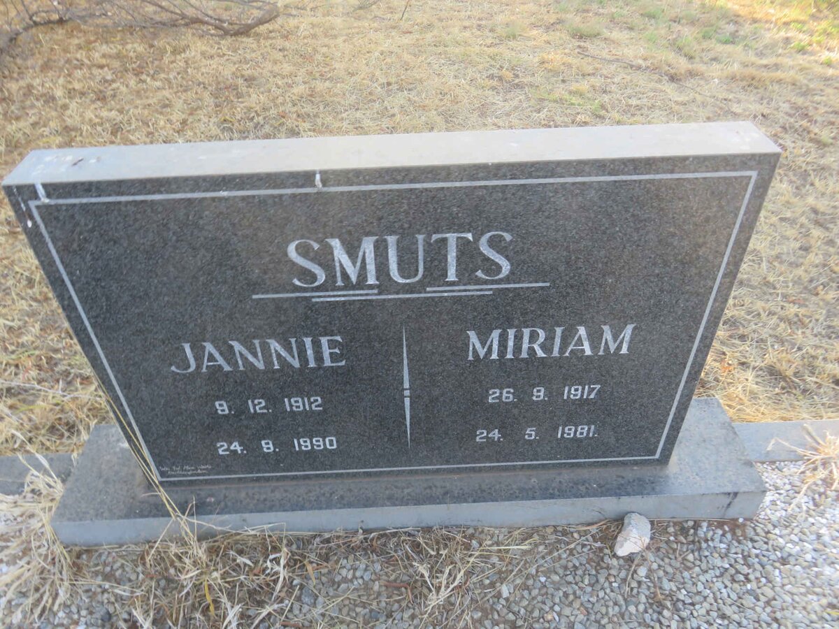 SMUTS Jannie 1912-1990 &amp; Miriam 1917-1981