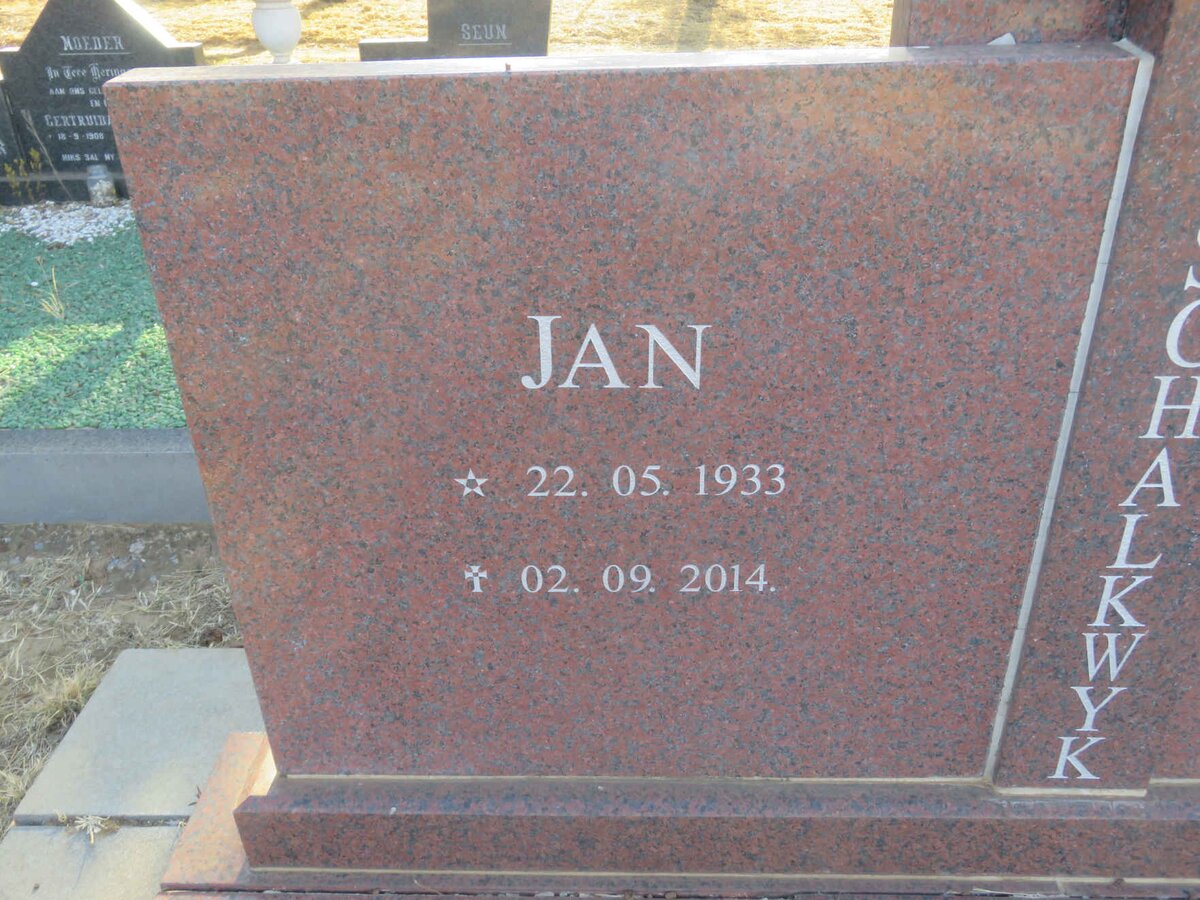 SCHALKWYK Jan, van 1933-2014 &amp; Marie 1933-1994