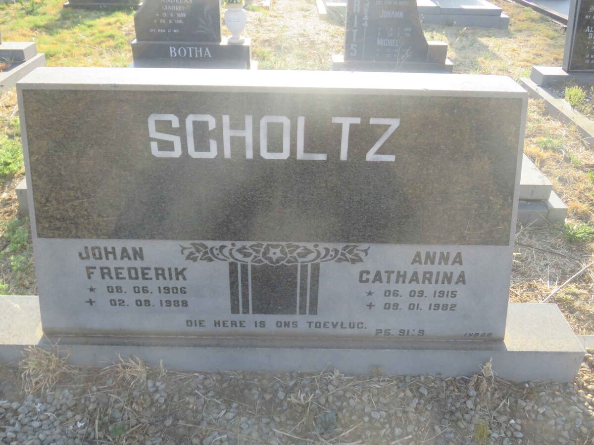 SCHOLTZ Johan Frederik 1906-1988 &amp; Anna Catharina 1915-1982