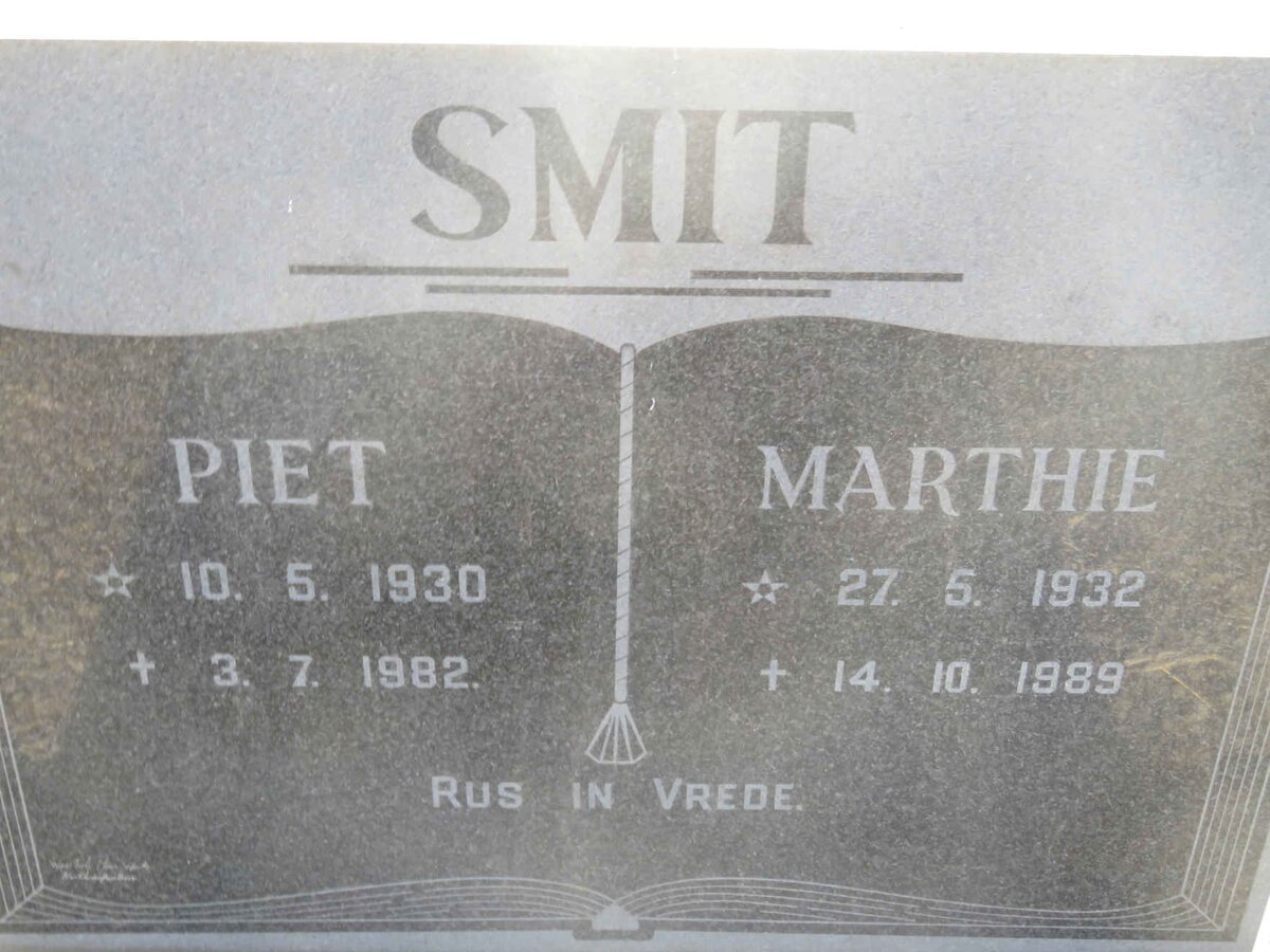 SMIT Piet 1930-1982 &amp; Marthie 1932-1989