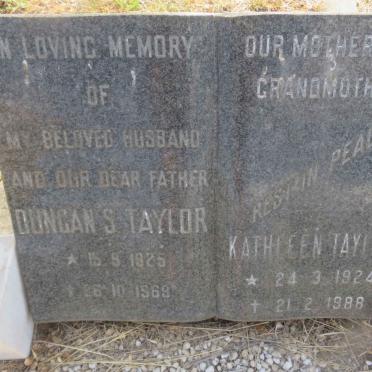 TAYLOR Duncan S. 1925-1969 &amp; Kathleen 1924-1988