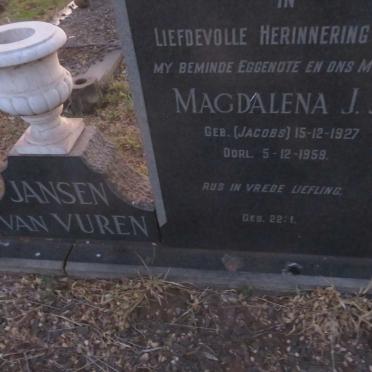 VUREN Ockert J., Jansen van 1923- &amp; Magdalena J.S. JACOBS 1927-1959