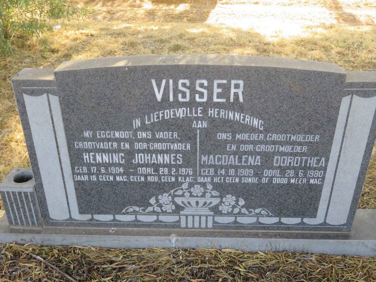 VISSER Henning Johannes 1904-1976 &amp; Magdalena Dorothea 1909-1980