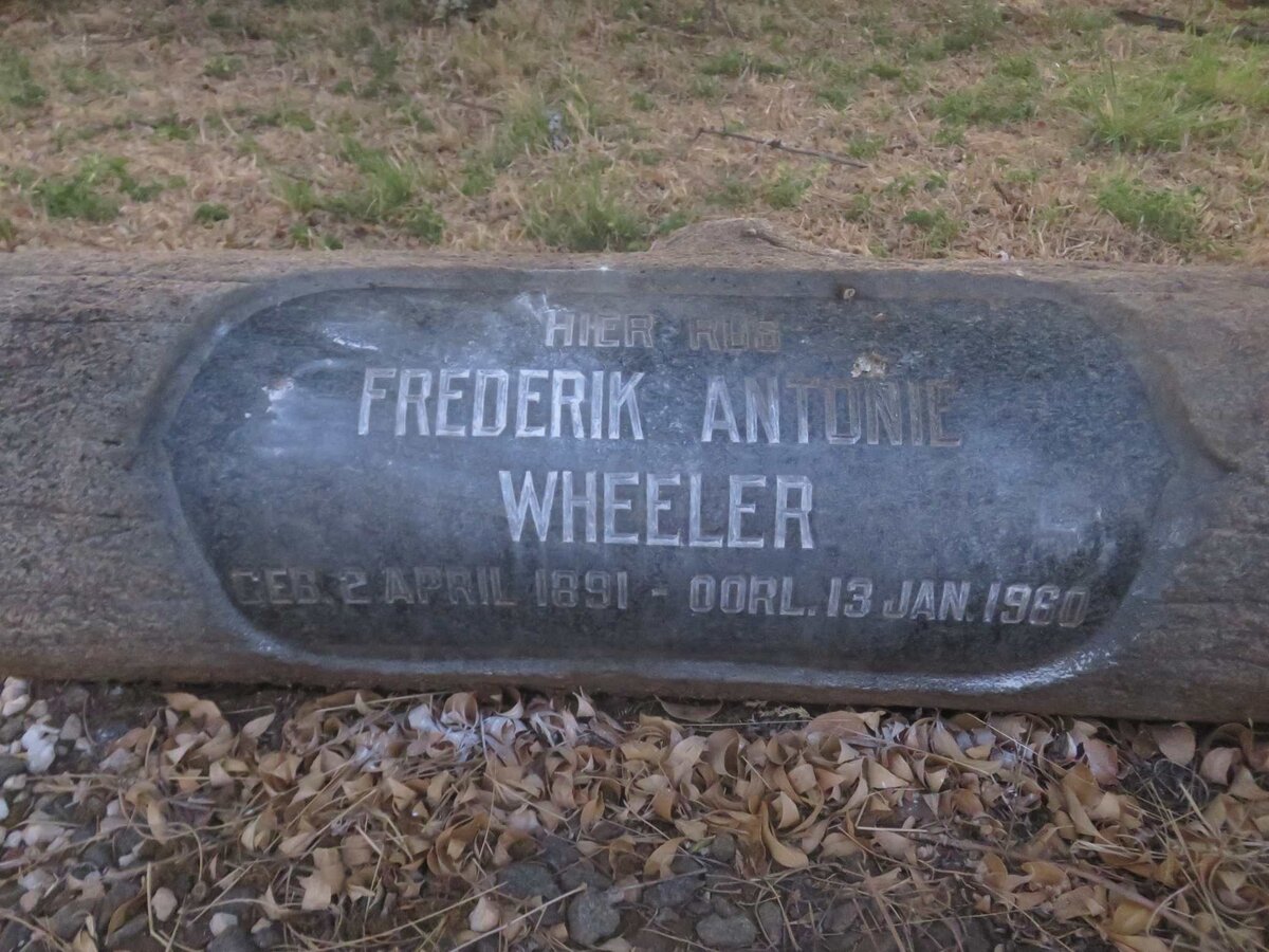 WHEELER Frederik Antonie 1891-1960 &amp; Elizabeth Jacoba 1893-1977