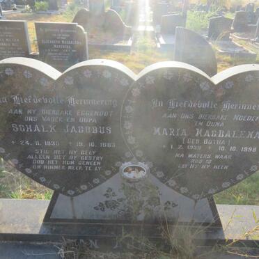 ? Schalk Jacobus 1935-1983 &amp; Maria Magdalena BOTHA 1939-1998