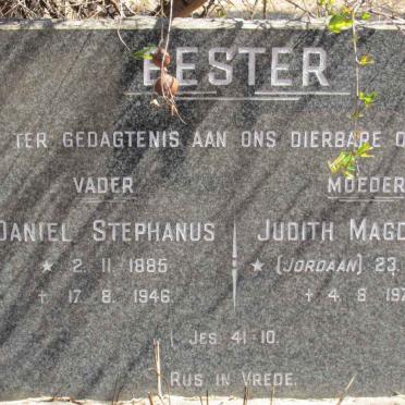 BESTER Daniel Stephanus 1885-1946 &amp; Judith Magdalena JORDAAN 1890-1979