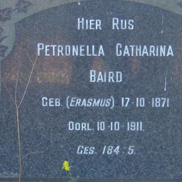 BAIRD Petronella Catharina nee ERASMUS 1871-1911