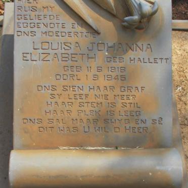 BEER Louisa Johanna Elizabeth, de nee HALLETT 1918-1945