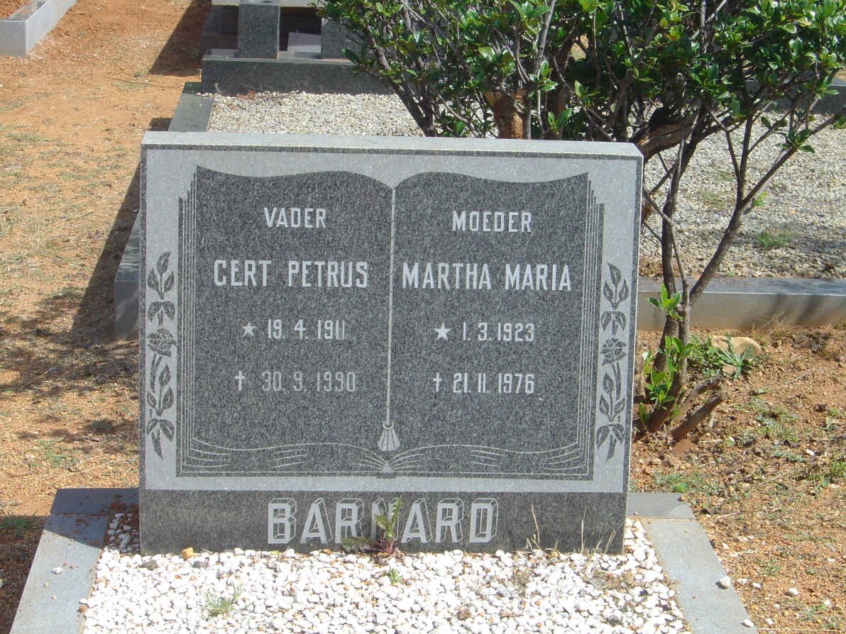 BARNARD Gert Petrus 1911-1990 &amp; Martha Maria 1923-1976