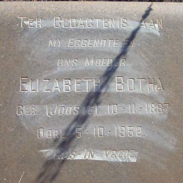 BOTHA Elizabeth nee JOOSTE 1887-1952