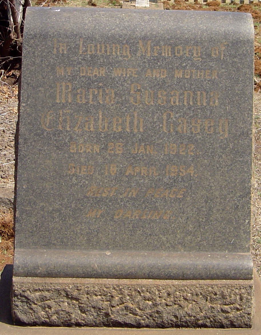 CASEY Maria Susanna Elizabeth 1922-1954