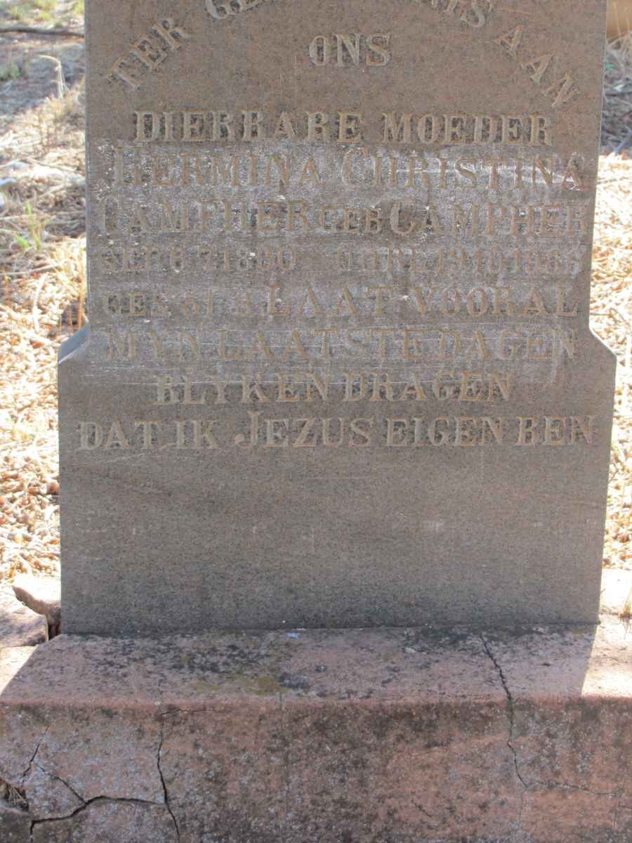 CAMPHER Hermina Christina nee CAMPHER 18?0-19??
