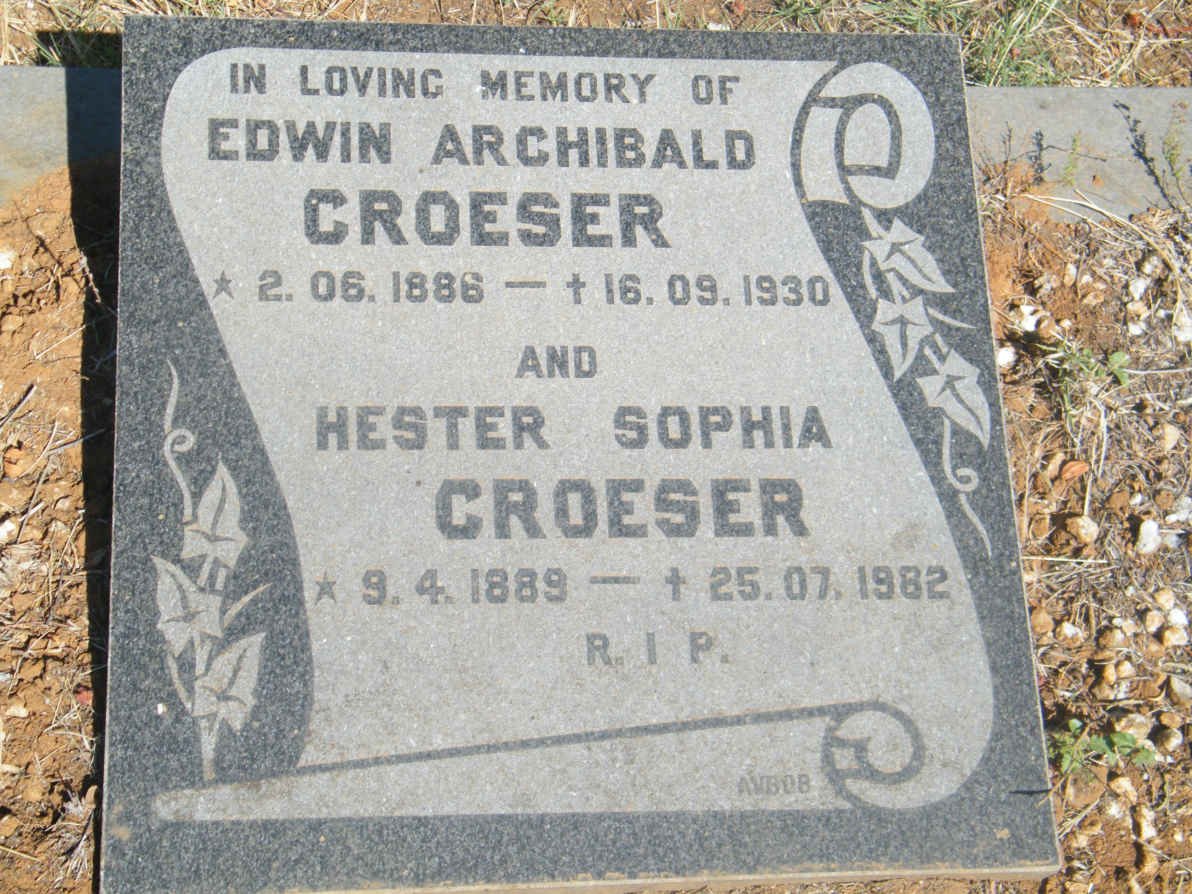 CROESER Edwin Archibald 1886-1930 &amp; Hester Sophia 1889-1982