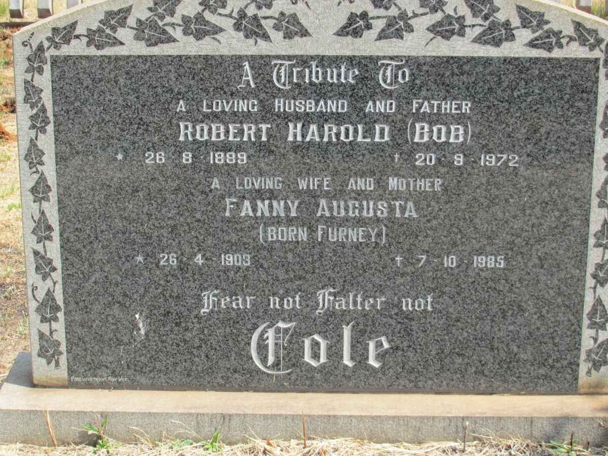COLE Robert Harold 1889-1972 &amp; Fanny Augusta FURNEY 1903-1985