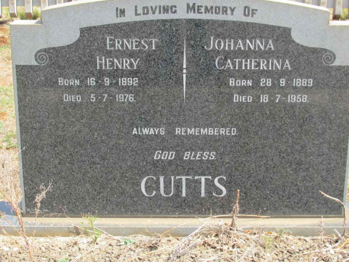 CUTTS Ernest Henry 1892-1976 &amp; Johanna Catherina 1889-1958