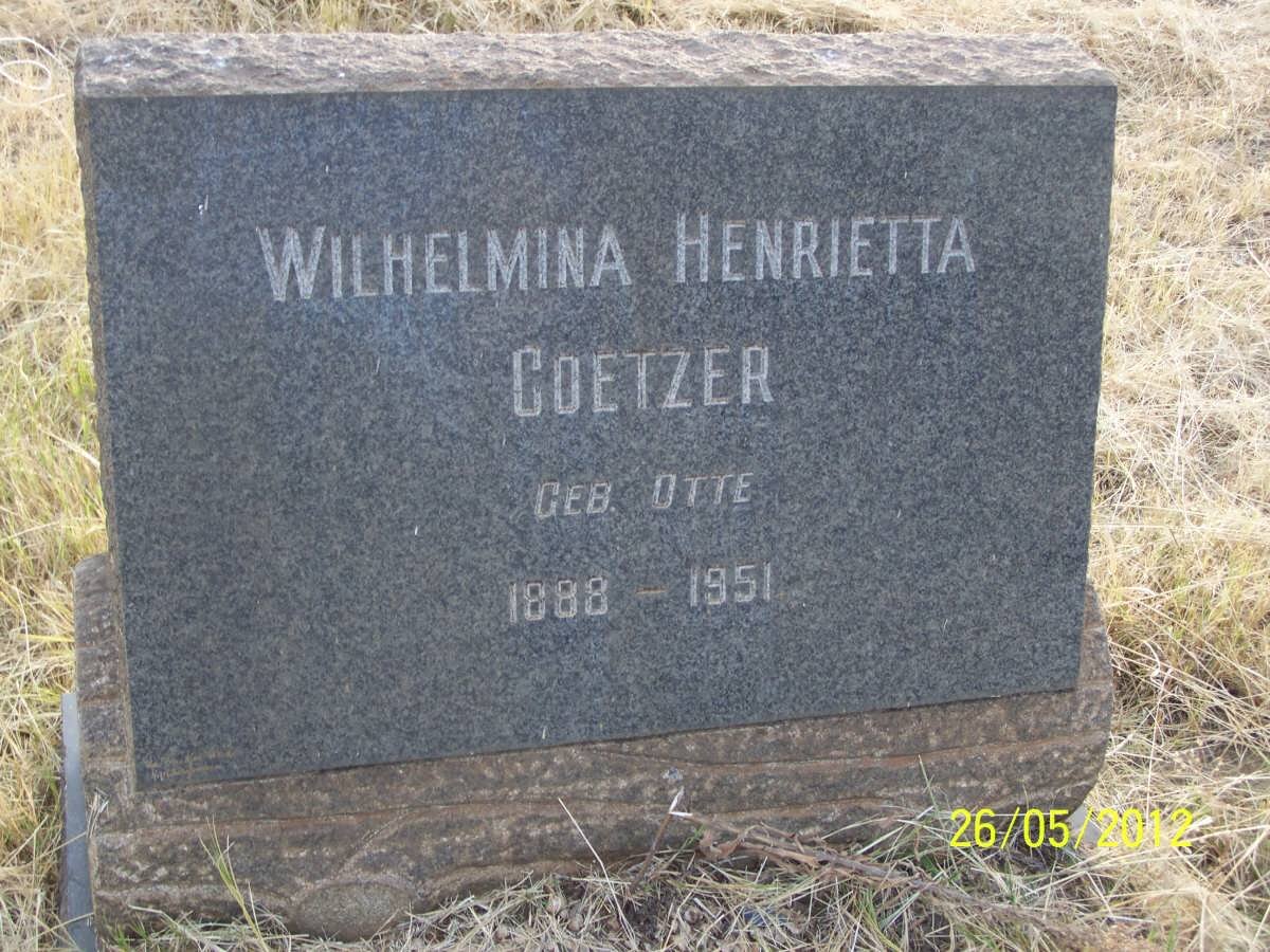 COETZER Wilhelmina Henrietta nee OTTE 1888-1951