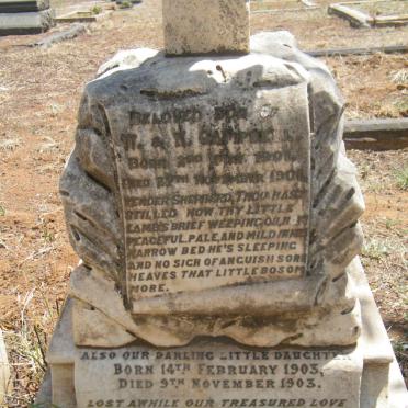 CAMPBELL Gabrick Ebrect 1901-1901 :: CAMPBELL Alexina Frances 1903-1903